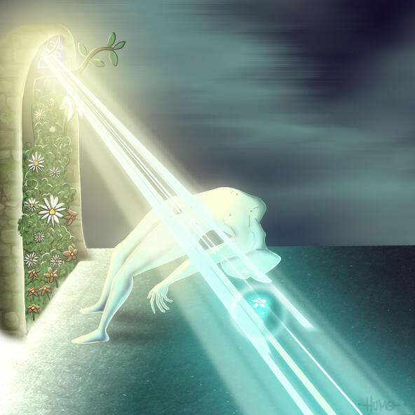 Ilustración digital de mi personaje, Humocéfalo